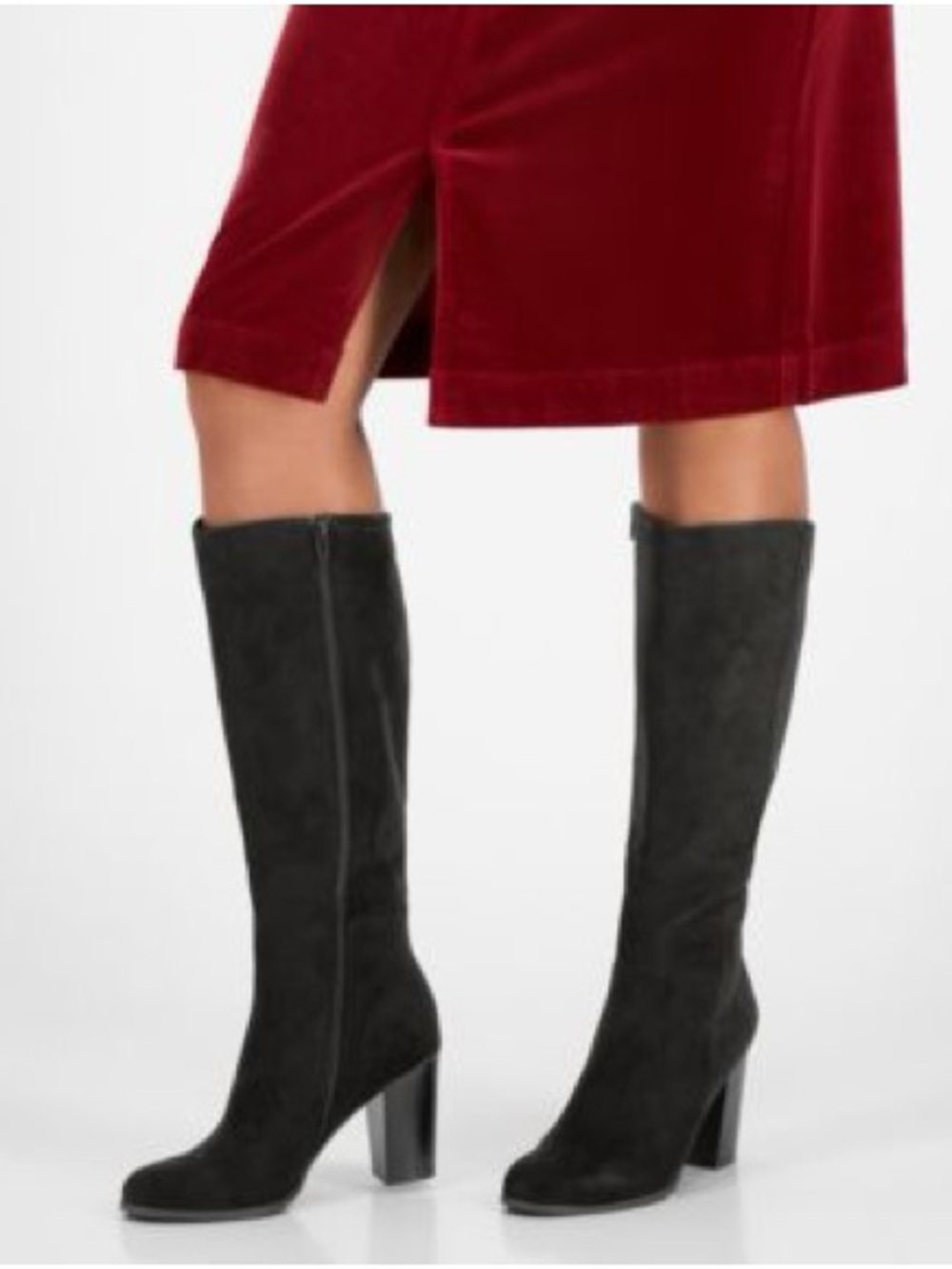 Style & Co. Black Suede-Look Mid-Calf Block Heel Boots